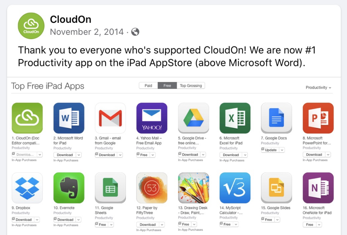 CloudOn AppStore Number 1